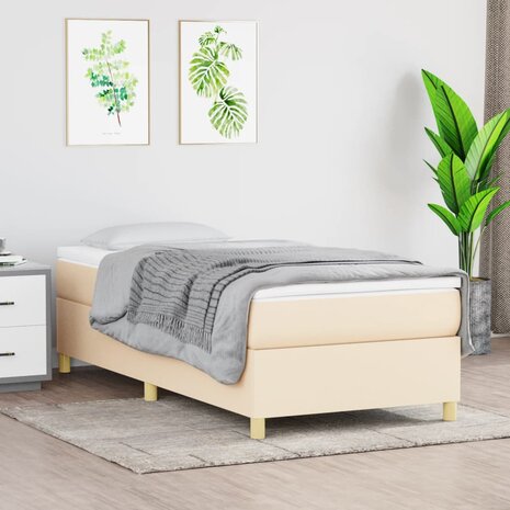 Boxspring bed 90x190 cm stof cr&egrave;mekleurig 1