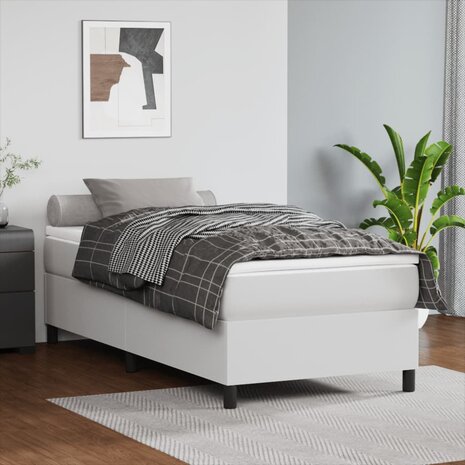 Boxspring bed kunstleer wit 90x190 cm 1