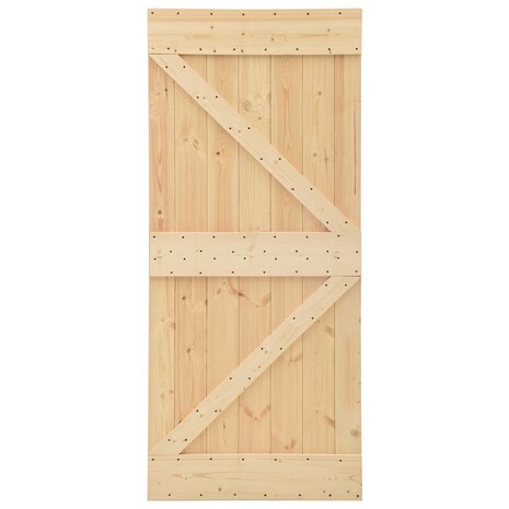 Schuifdeur Naturel en Zwart 80 x 210 cm Massief grenenhout 6
