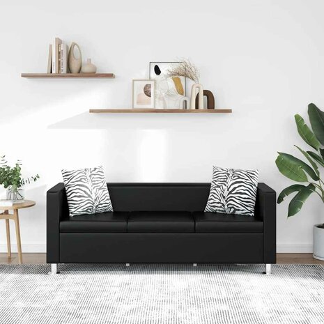 Driezitsbank kunstleer zwart   1
