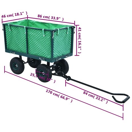Tuinwagen 350 kg groen 11