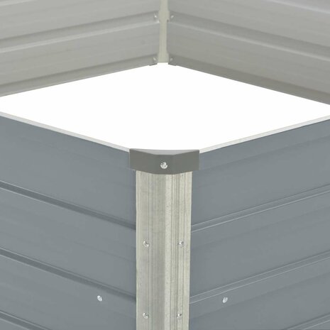 Plantenbak verhoogd 129x129x45 cm gegalvaniseerd staal grijs 4