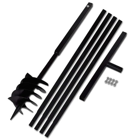Grondboor met handvat 180 mm en verlengstukken 5 m (staal) 2
