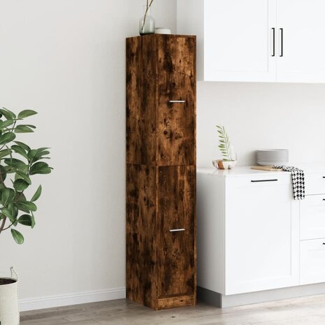Apothekerskast 30x41x174,5 cm bewerkt hout gerookt eikenkleurig 3