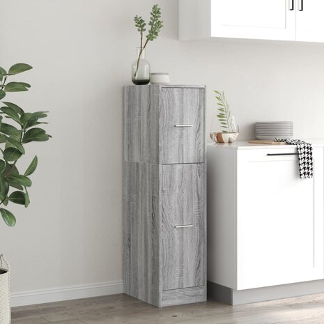 Apothekerskast 30x41x118 cm bewerkt hout grijs sonoma eiken 3