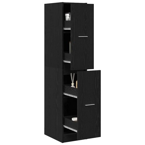 Apothekerskast Zwart Eiken 30x41x144,5 cm Bewerkt Hout 4