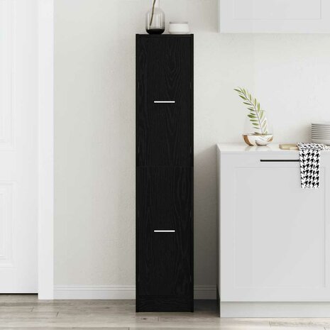 Apothekerskast Zwart Eiken 30x41x144,5 cm Bewerkt Hout 9