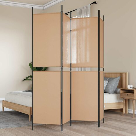 4-panelen kamerscherm Beige 200 x 200 cm Stof 1