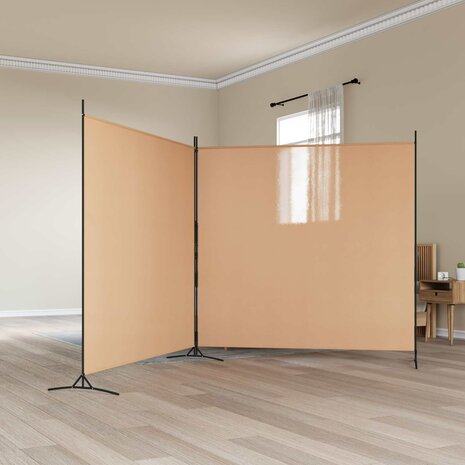 2-Panelen Kamerscherm Beige 348 x 180 cm Stof 1