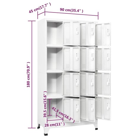 Lockerkast met 12 compartimenten 90x45x180 cm   8