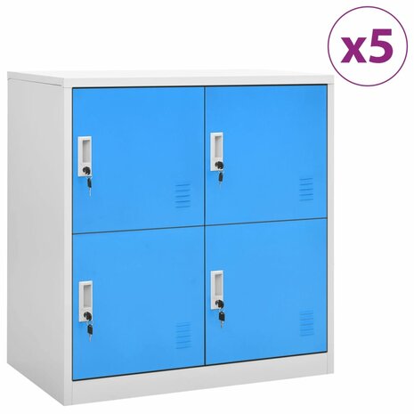 Lockerkasten 5 st 90x45x92,5 cm staal lichtgrijs en blauw 1