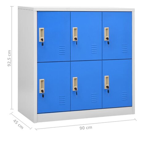 Lockerkasten 5 st 90x45x92,5 cm staal lichtgrijs en blauw 9