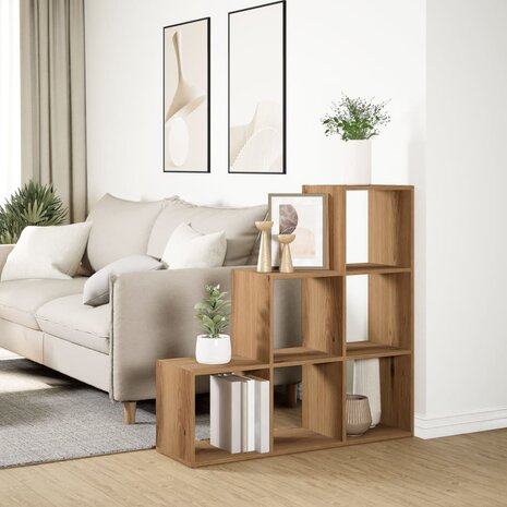 Kamerscherm / boekenkast 3-laags 99x29x99 cm hout artisanaal 4