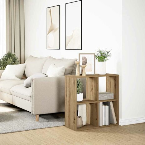 Kamerscherm / boekenkast 69,5x29x69,5 cm hout artisanaal eiken 4