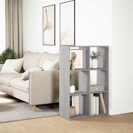 Kamerscherm / boekenkast 69,5x29x103,5 cm hout grijs sonoma 4