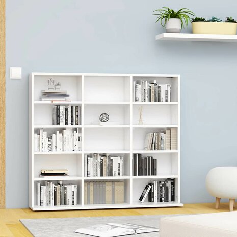 Cd-kast 100x23x89,5 cm bewerkt hout wit 1