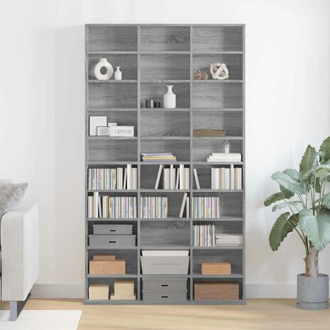 Cd-kast 102x23x177,5 cm bewerkt hout grijs sonoma eikenkleurig 1