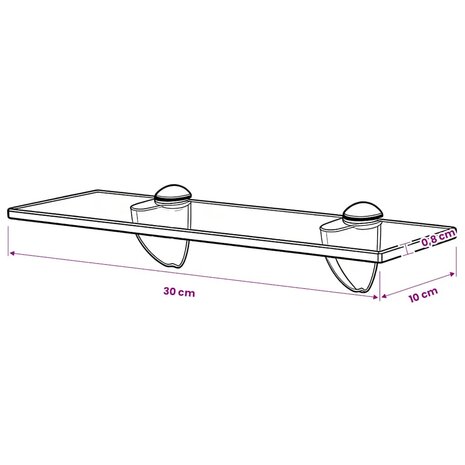 Zwevend schap 30x10 cm 8 mm glas 5