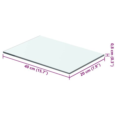 Wandschap transparant 40x20 cm glas 3