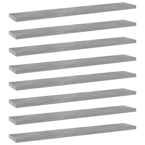 Wandschappen 8 st 60x10x1,5 cm spaanplaat betongrijs 1