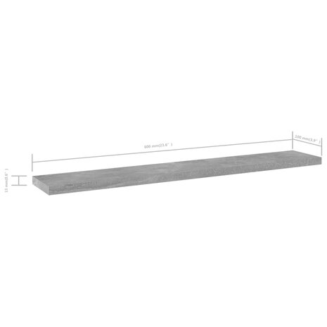 Wandschappen 8 st 60x10x1,5 cm spaanplaat betongrijs 5