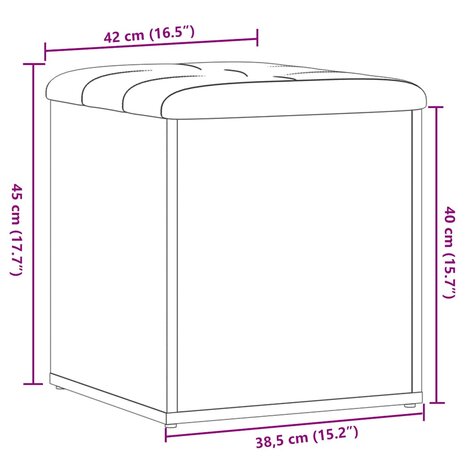 Opbergbank 42x42x45 cm bewerkt hout oud houtkleurig 8