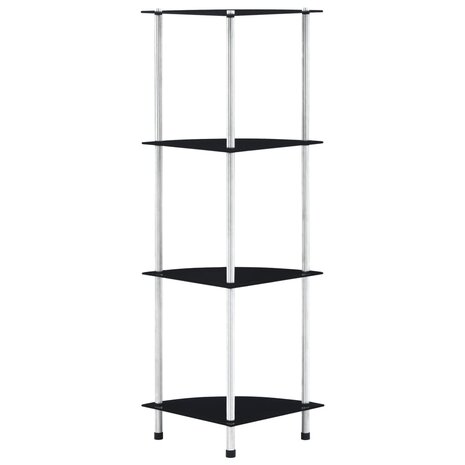 Kastje 4-laags 30x30x100 cm gehard glas zwart 1
