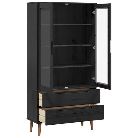 Glazen Display Kast Zwart 90 x 35 x 175 cm 3