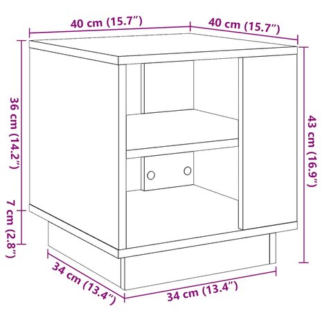 Salontafel 40x40x43 cm bewerkt hout oud houtkleurig 9
