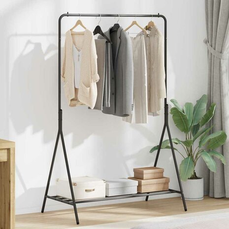 Kledingrek met opslag Zwart 100 x 56 x 154 cm Staal 1
