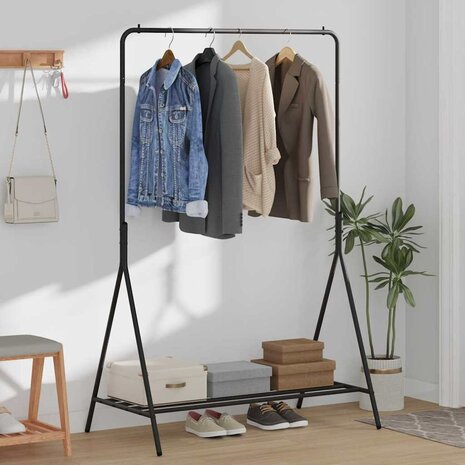 Kledingrek met opslag Zwart 100 x 56 x 154 cm Staal 4