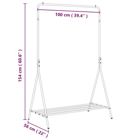 Kledingrek met opslag Zwart 100 x 56 x 154 cm Staal 12