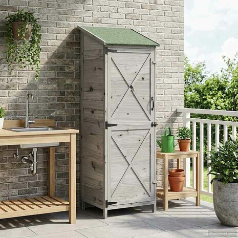 Tuinschuur Grijs 59,5 x 56 x 176,5 cm Bewerkt hout 1