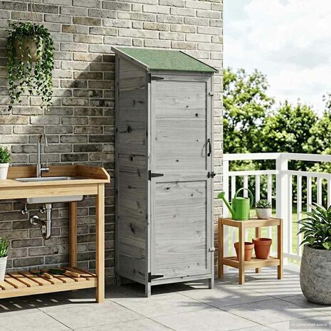 Tuinschuur Grijs 59,5 x 56 x 176,5 cm Bewerkt hout 3