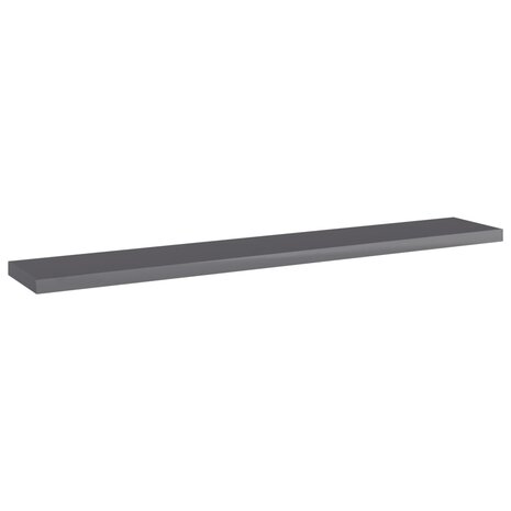 Wandschappen 4 st 60x10x1,5 cm spaanplaat hoogglans grijs 2