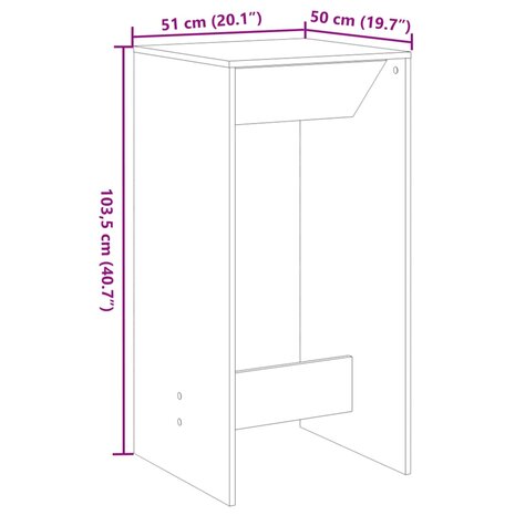Bartafel 51x50x103,5 cm bewerkt hout wit 9