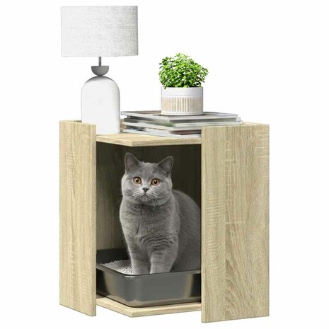 Kattenbakkast 42x42x51 cm bewerkt hout sonoma eikenkleurig 3