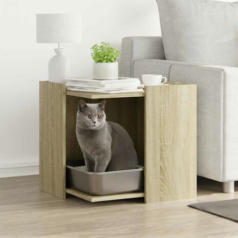 Kattenbakkast 53x53x51 cm bewerkt hout sonoma eikenkleurig 1