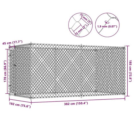 Hondenkennel voor buiten 382x192x185 cm 8