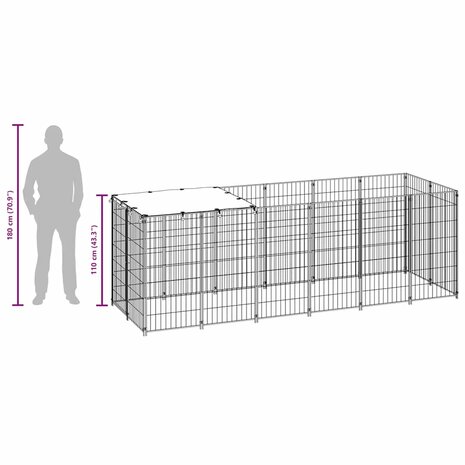 Hondenkennel 330x110x110 cm staal zwart 9