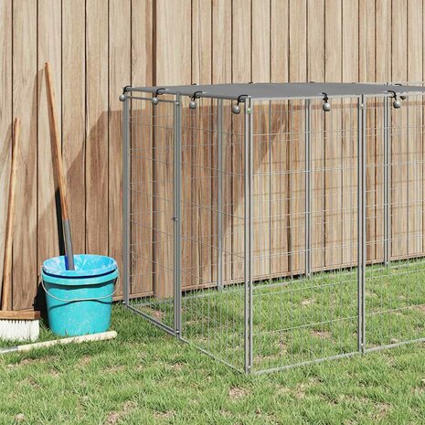 Hondenkennel 330x110x110 cm staal zilverkleurig 3