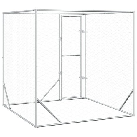 Hondenkennel voor buiten 2x2x2 m gegalvaniseerd staal zilver 6