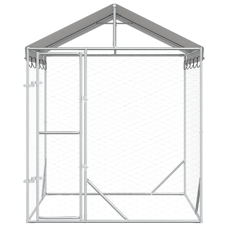 Hondenkennel met dak 2x2x2,5 m gegalvaniseerd staal zilver 4