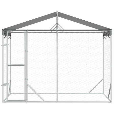 Hondenkennel met dak 3x1,5x2,5 m gegalvaniseerd staal zilver 4
