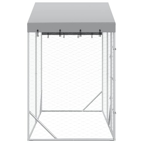 Hondenkennel met dak 3x1,5x2,5 m gegalvaniseerd staal zilver 5
