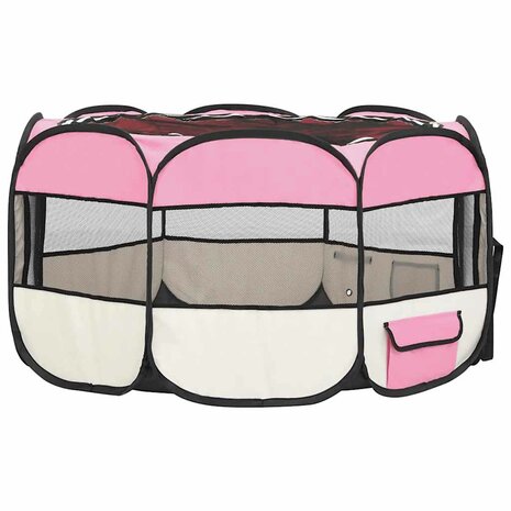 Hondenren inklapbaar met draagtas 125x125x61 cm roze 4