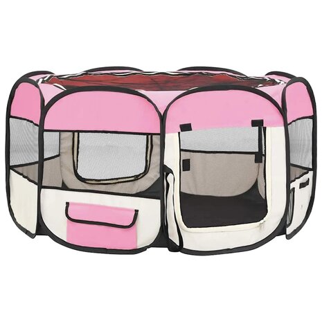 Hondenren inklapbaar met draagtas 125x125x61 cm roze 5