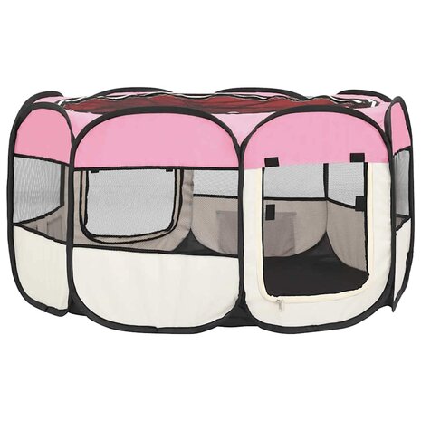 Hondenren inklapbaar met draagtas 125x125x61 cm roze 6