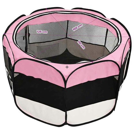 Hondenren inklapbaar met draagtas 125x125x61 cm roze 11