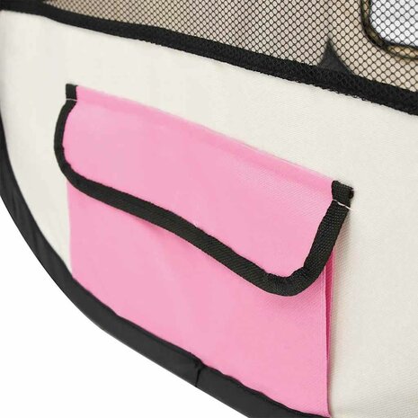 Hondenren inklapbaar met draagtas 145x145x61 cm roze 7